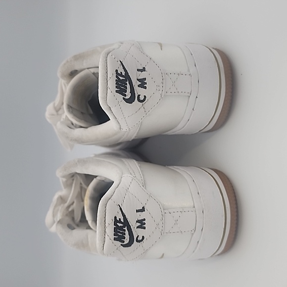 Nike Air Force 1 White Satin Sneakers with Mini Gold Swoosh/Gold Weighted Laces - Picture 4 of 7